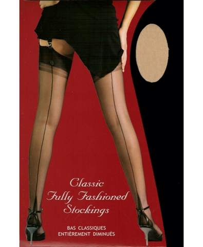 Fully Fashioned Stockings Natural and Black Contrast