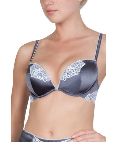 La Vintage Grey Plunge Bra