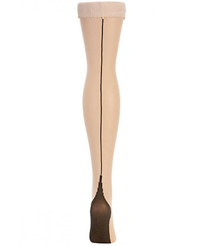 Contrast Seam and Heel Holdup Stockings