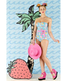 Ice Cream Bandeau Detachable Strap Swimsuit